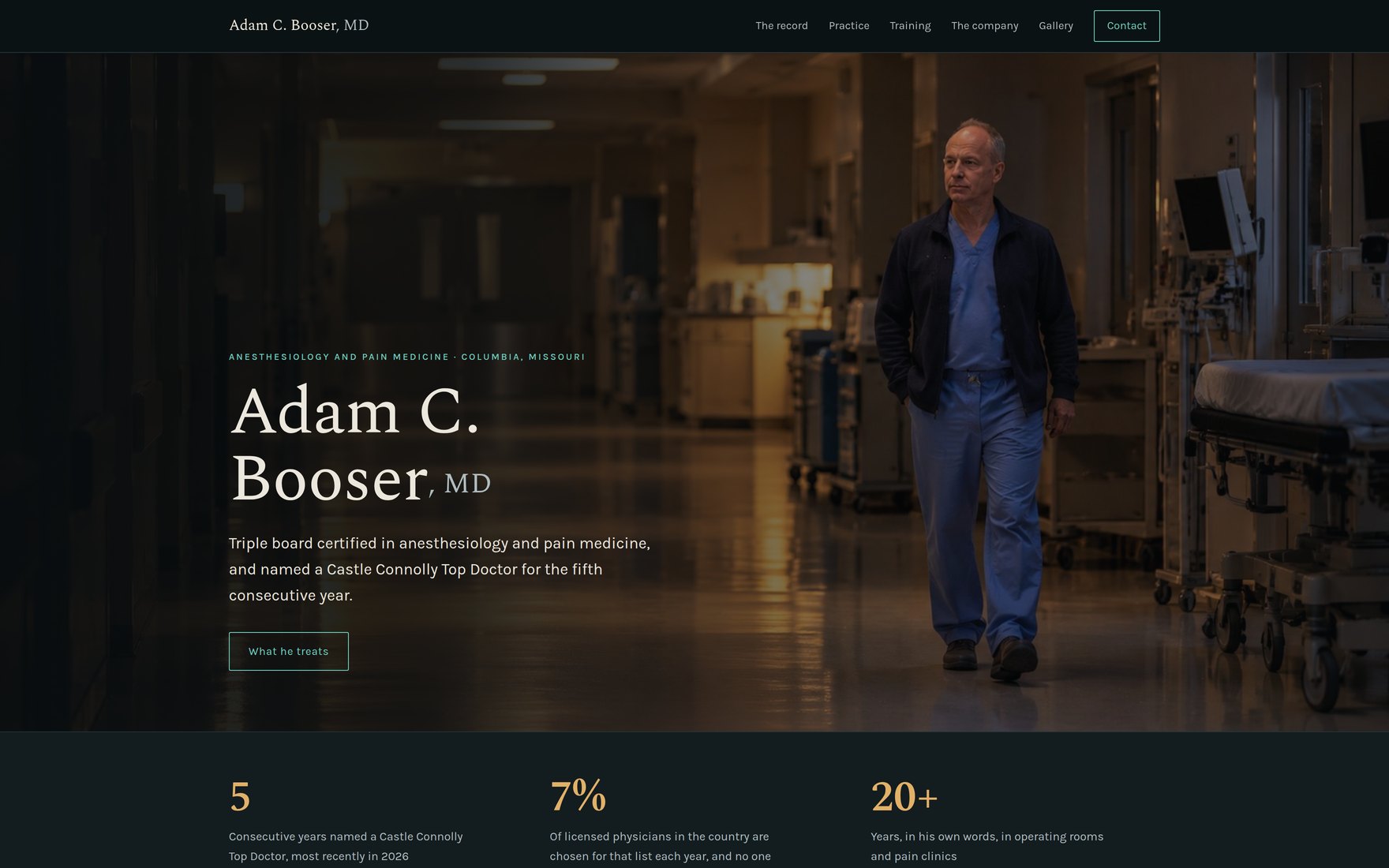 Website built for Adam C. Booser, MD