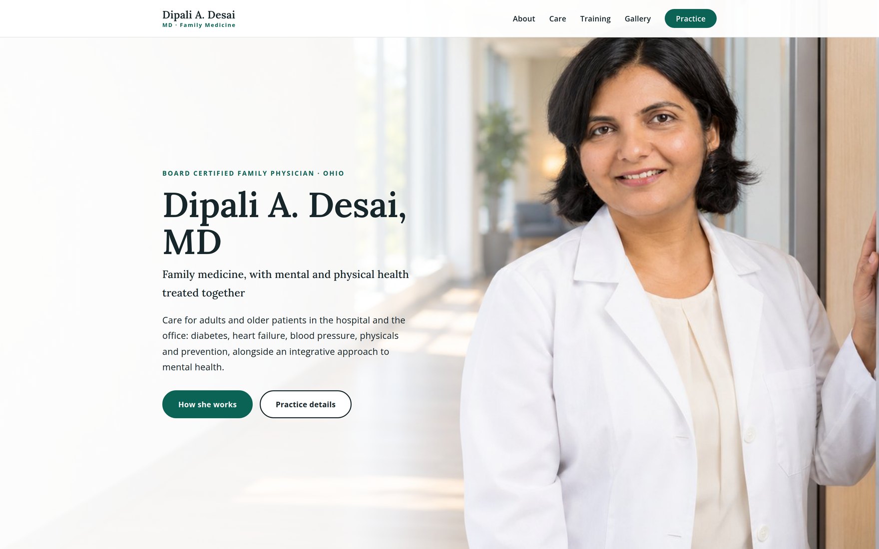Website built for Dipali A. Desai, MD