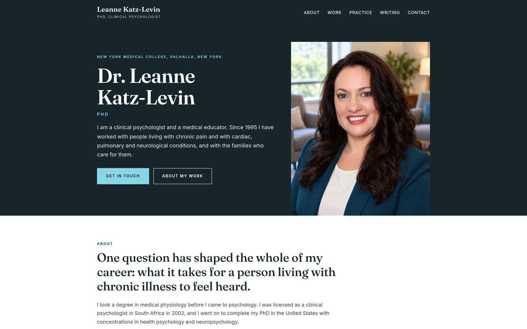 Website built for Dr. Leanne Katz-Levin, PhD