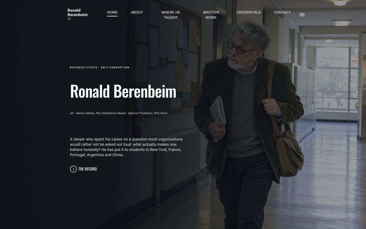 Personal brand website built for Ronald Berenbeim