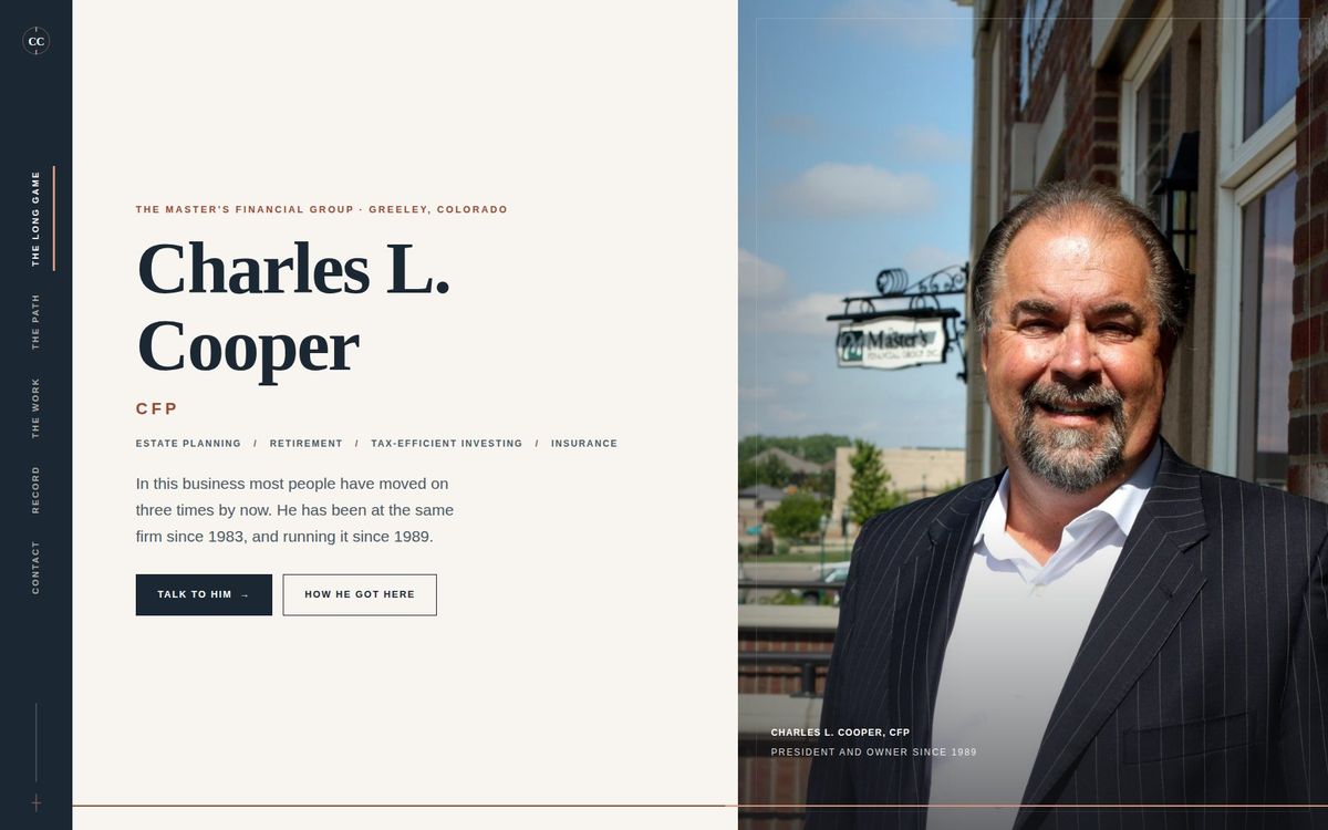 Personal brand website built for Charles L. Cooper, CFP