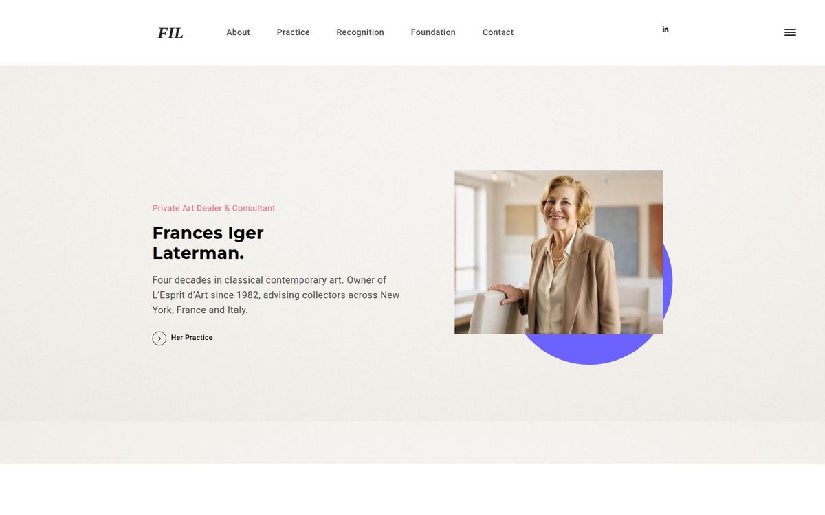 Personal brand website built for Frances Iger Laterman