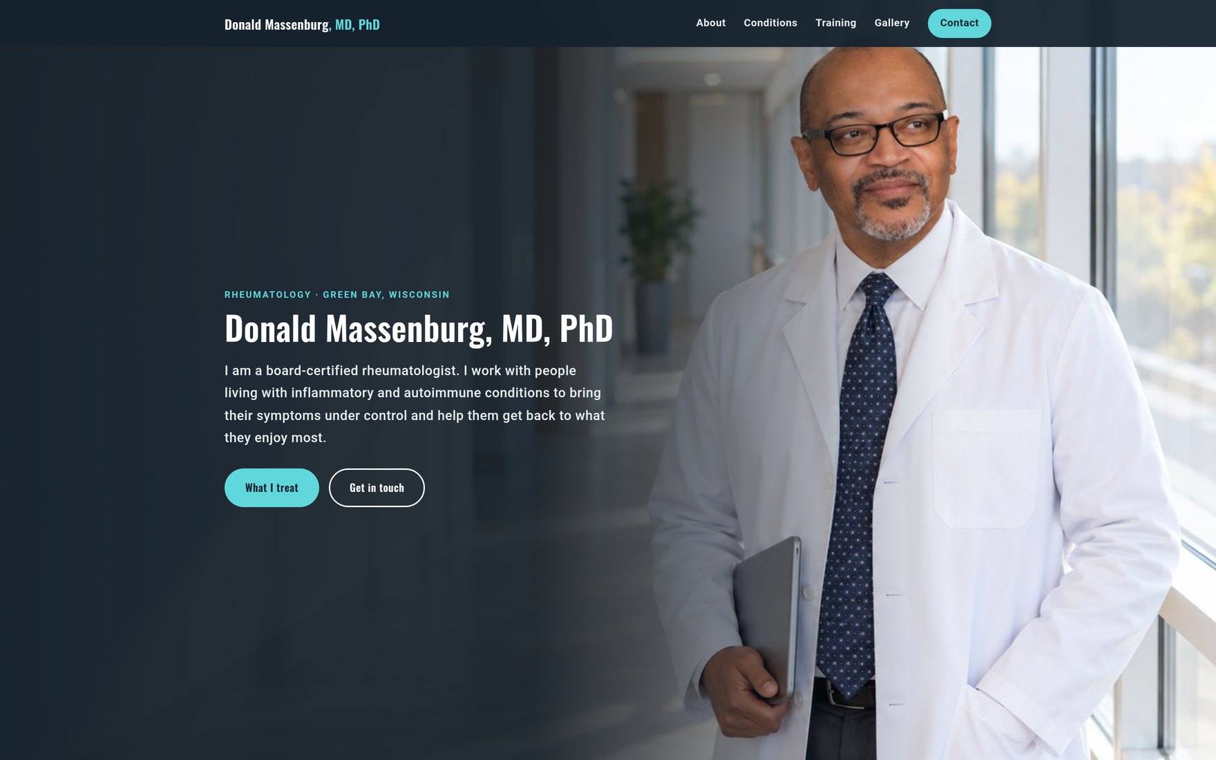 Website built for Dr. Donald Massenburg, MD, PhD